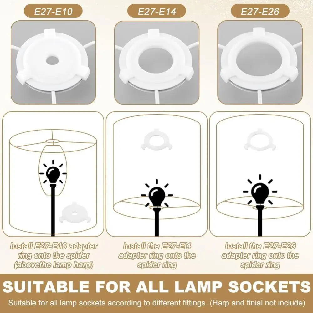 10pcs E27 to E26 Lamp Shade Adapter Tear-resistant Reusable Lamp Shade Ring Universal E27 to E10 Lamp Shade Reducer Rings
10pcs E27 to E26 Lamp Shade Adapter Tear-resistant Reusable Lamp Shade Ring Universal E27 to E10 Lamp Shade Reducer Rings
