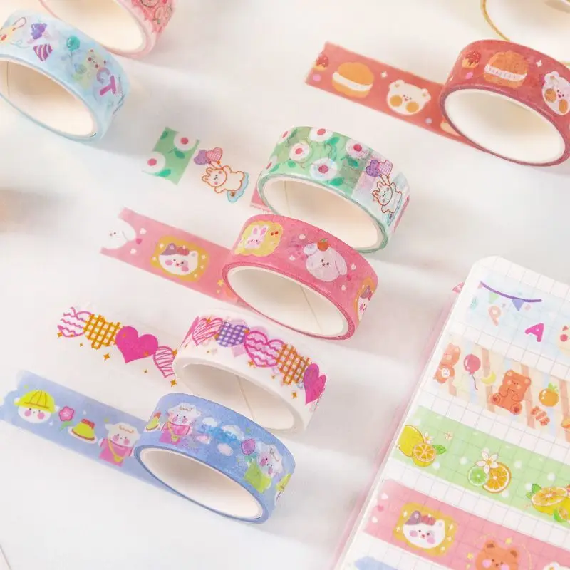 Custom Cute Journal Decoration Niche Tearable Tape Paper Student Cartoon Bear Washi Tape
Custom Cute Journal Decoration Niche Tearable Tape Paper Student Cartoon Bear Washi Tape