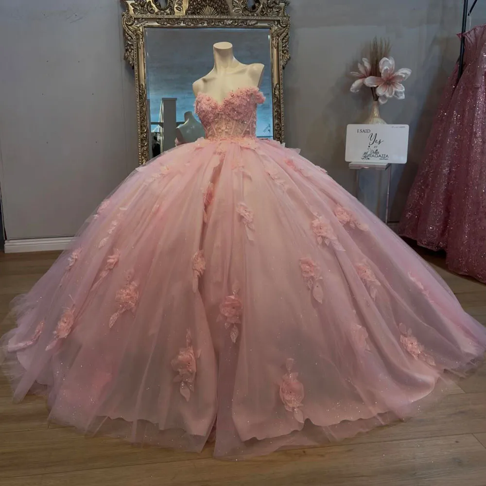 Glitter Pink Quinceanera Dress Sweetheart Off Shoulder Appliques Lace Flower Sweet 16 Dress 2024 Sexy Vestidos De 15 Anos
Glitter Pink Quinceanera Dress Sweetheart Off Shoulder Appliques Lace Flower Sweet 16 Dress 2024 Sexy Vestidos De 15 Anos