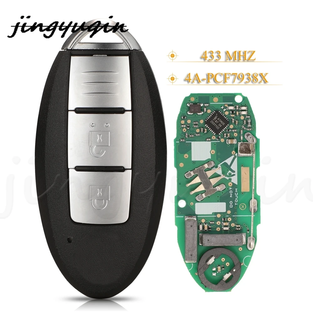 jingyuqin 2 BTN Smart Remote Car Key Fob 4A/ PCF7938X Chip 433MHZ For Nissan Qashqai X-Trail kicks Keyless Entry Controller
jingyuqin 2 BTN Smart Remote Car Key Fob 4A/ PCF7938X Chip 433MHZ For Nissan Qashqai X-Trail kicks Keyless Entry Controller