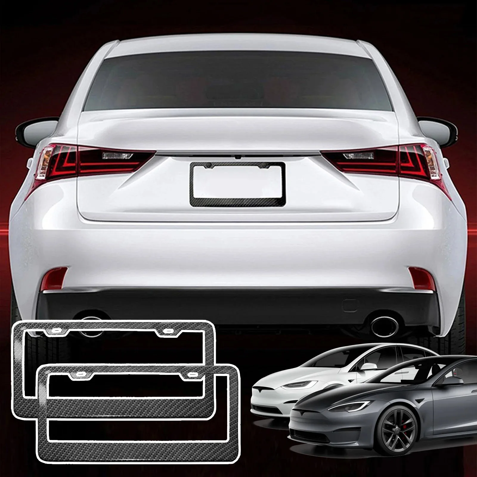 2PCS New arbon Fiber License Plate Frame Front & Rear Holder for Tesla Model 3/Y/S/X License Plate Frame Holder Car Accessories
2PCS New arbon Fiber License Plate Frame Front & Rear Holder for Tesla Model 3/Y/S/X License Plate Frame Holder Car Accessories