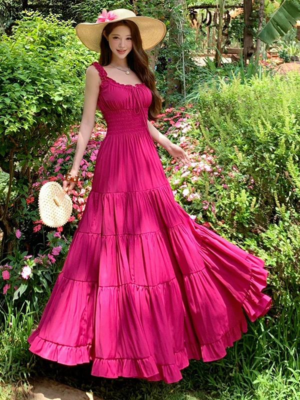 Unique Beautiful Dali Yunnan Beach Vacation Style Women's Dress Halter Neck Sleeveless High Waist A-Line Summer Gown
Unique Beautiful Dali Yunnan Beach Vacation Style Women's Dress Halter Neck Sleeveless High Waist A-Line Summer Gown