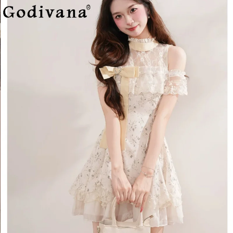 Summer New Sweet Japanese Lace Slash Neck Floral Dress Women Fashion High Waist A-line Versatile Age Reduction Fairy Dresses
Summer New Sweet Japanese Lace Slash Neck Floral Dress Women Fashion High Waist A-line Versatile Age Reduction Fairy Dresses