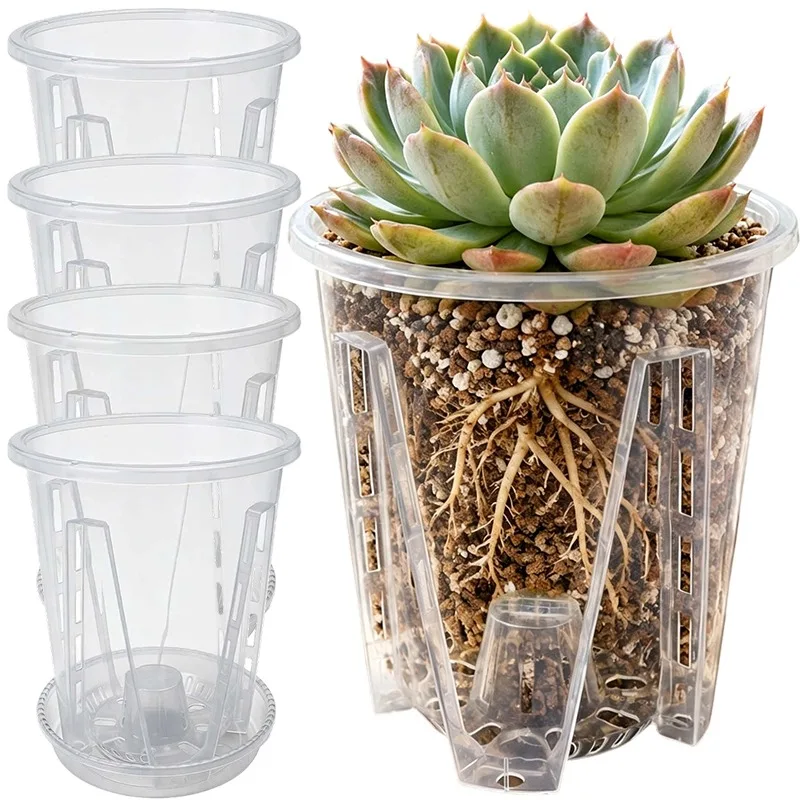 Transparent Flower Pot with Tray Root Control Planter Clear Plastic Orchid Container Breathable Drainage Holes for Desk Balcony
Transparent Flower Pot with Tray Root Control Planter Clear Plastic Orchid Container Breathable Drainage Holes for Desk Balcony