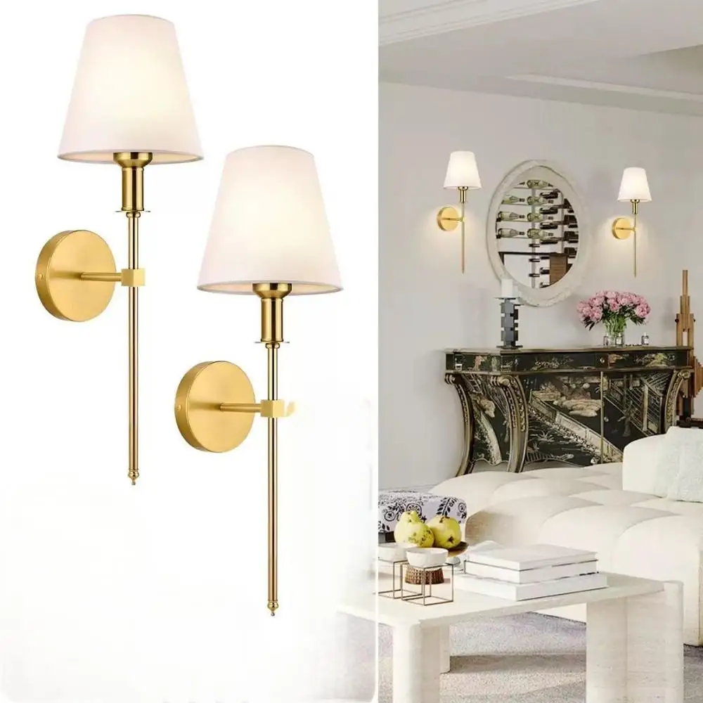 Modern Golden or Black Hardwired Wall Sconces Set of 2 Slim with White Fabric Shade,Wall Lighting for Bathroom Vanity Mirror Liv
Modern Golden or Black Hardwired Wall Sconces Set of 2 Slim with White Fabric Shade,Wall Lighting for Bathroom Vanity Mirror Liv