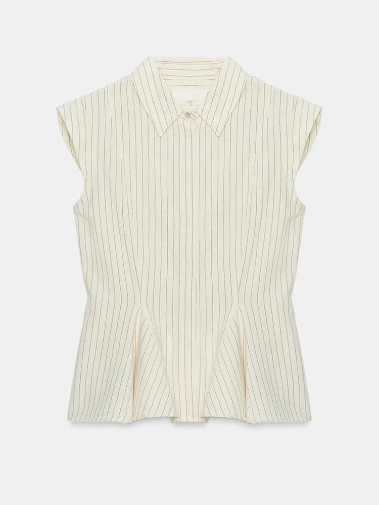 White Striped Sleeveless Lapel Women's T-shirt Elegant Waist-cinched Slim Fitting Top Y2k Summer Lady Daily Street Outfits 2026
White Striped Sleeveless Lapel Women's T-shirt Elegant Waist-cinched Slim Fitting Top Y2k Summer Lady Daily Street Outfits 2026