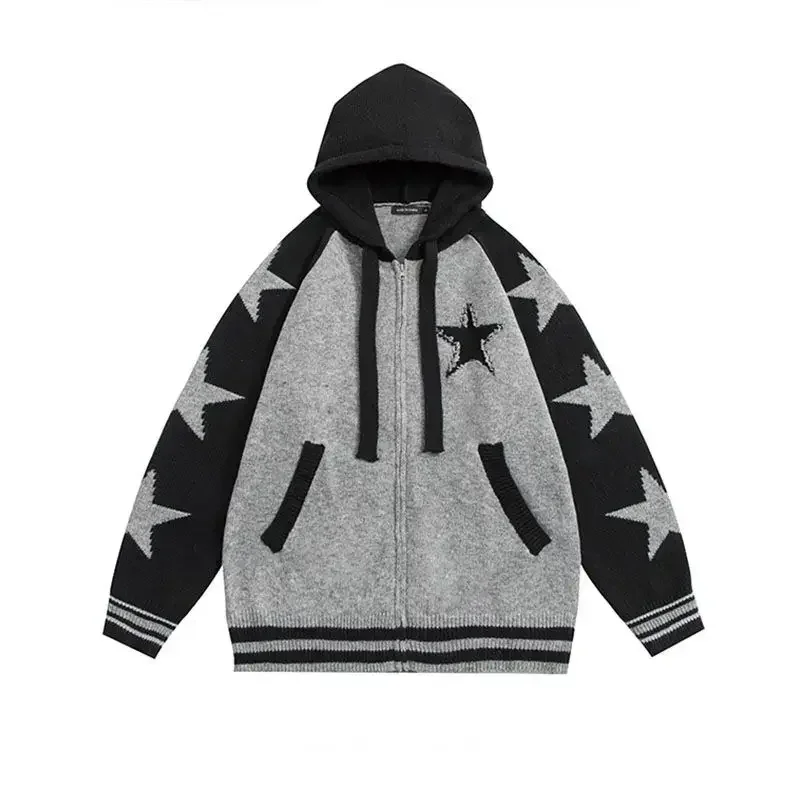 Star Zipper Jackets Hooded Knit Sweatshirts Women American Retro Loose Knitted Hoodies Harajuku Winter Fashion Long-sleeved Tops
Star Zipper Jackets Hooded Knit Sweatshirts Women American Retro Loose Knitted Hoodies Harajuku Winter Fashion Long-sleeved Tops