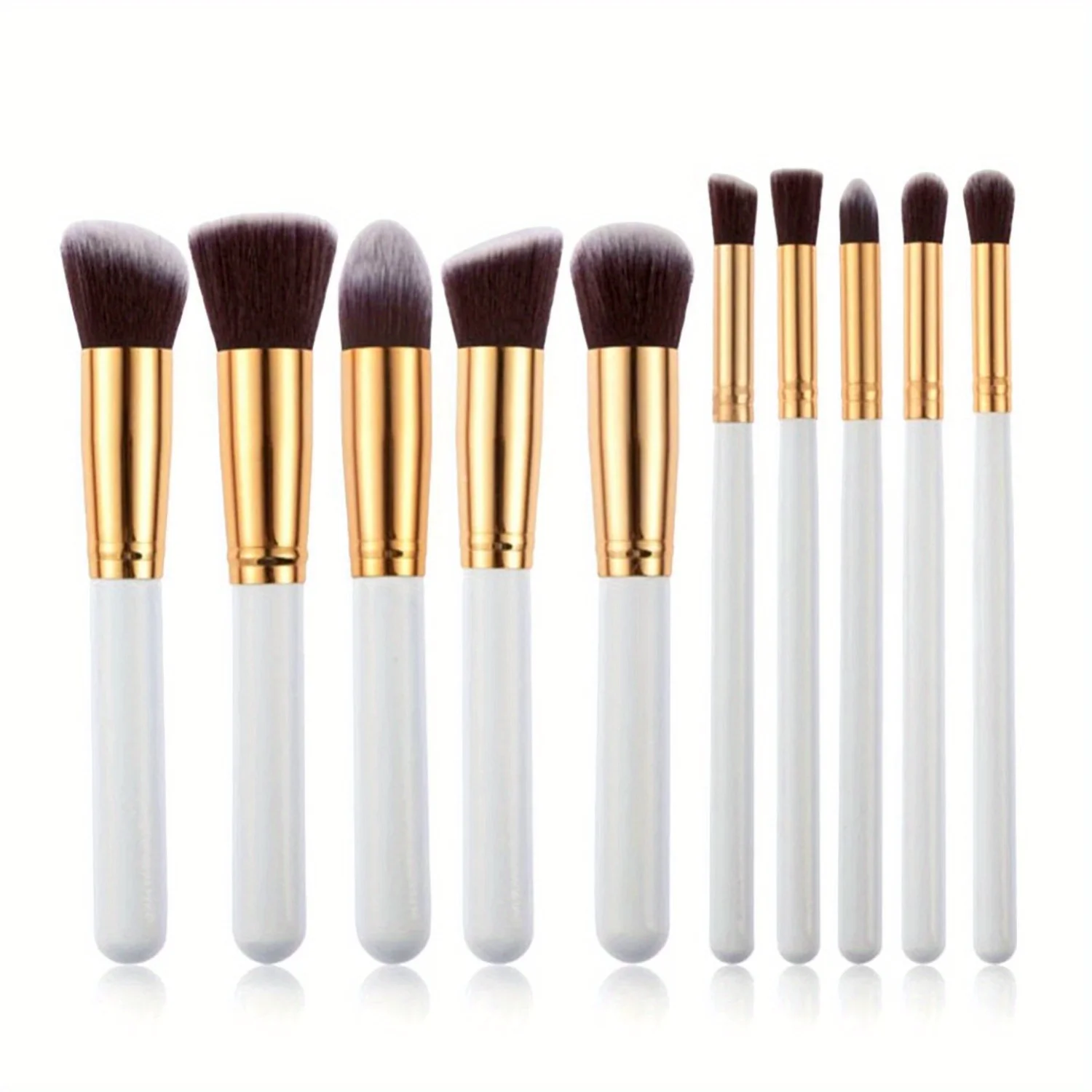 10pcs Makeup Brush Set, 5 Large & 5 Small Brushes - Portable Beauty Tool Set in White Gold
10pcs Makeup Brush Set, 5 Large & 5 Small Brushes - Portable Beauty Tool Set in White Gold