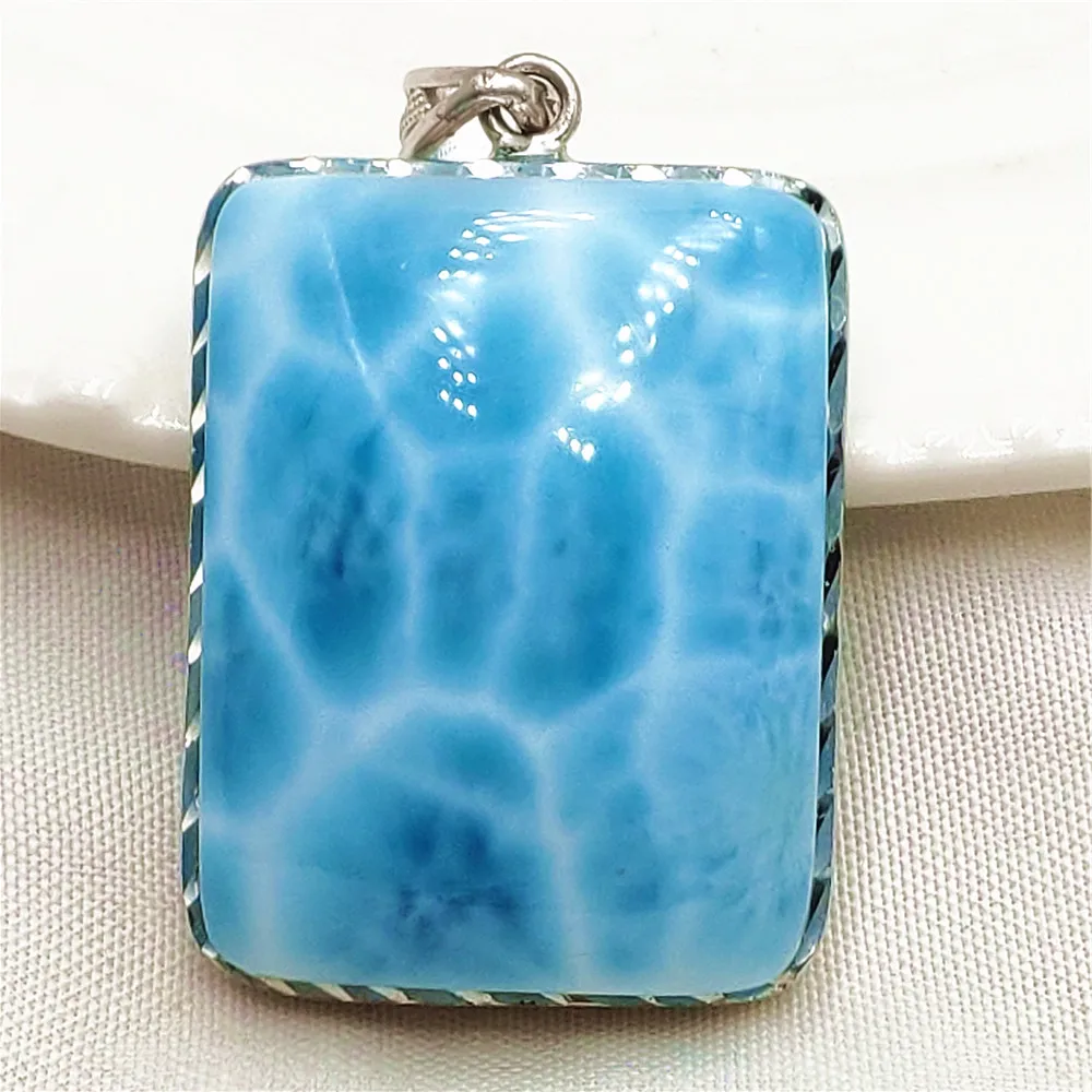 Natural Blue Larimar Rectangle Pendant Women 27X21X10MM Water Pattern 18K Gold Crystal Love Necklace From Dominia AAAAAAA
Natural Blue Larimar Rectangle Pendant Women 27X21X10MM Water Pattern 18K Gold Crystal Love Necklace From Dominia AAAAAAA