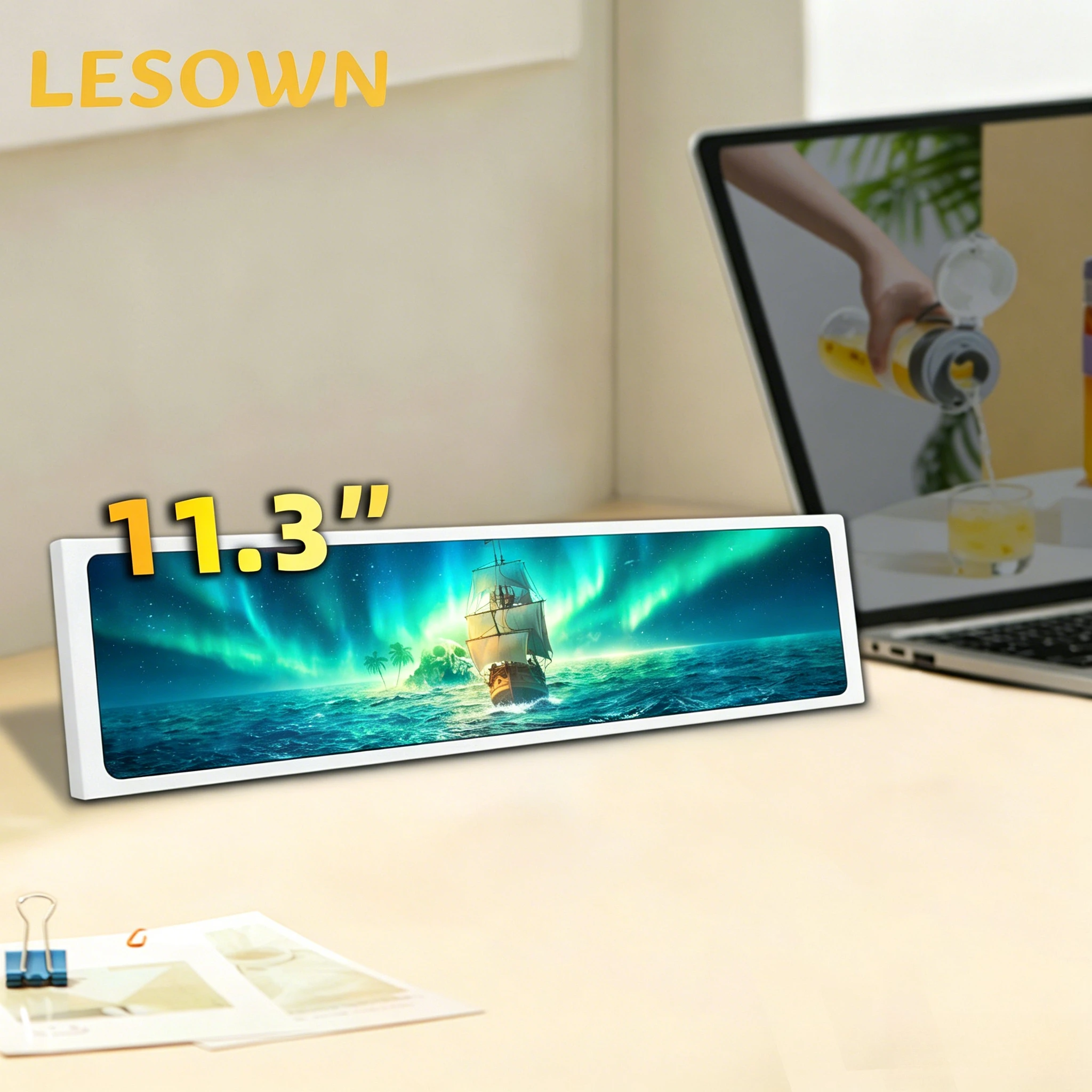 LESOWN 4:16 Bar Screen 11.3in 440x1920 Type-C Aluminum Secondary Monitor 500nit PC Hardware Temp Panel for Desktop
LESOWN 4:16 Bar Screen 11.3in 440x1920 Type-C Aluminum Secondary Monitor 500nit PC Hardware Temp Panel for Desktop