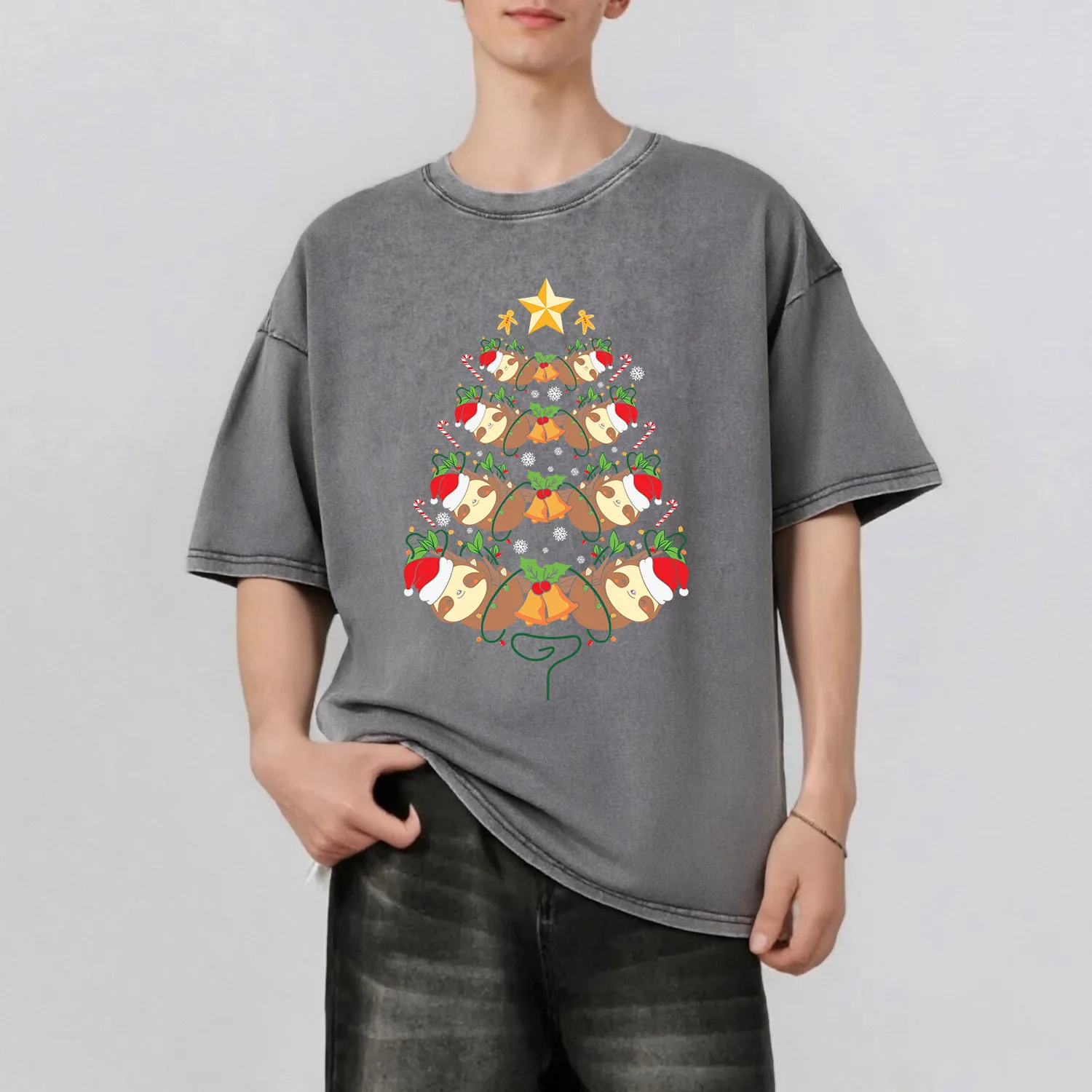 Christmas Tree Graphic Printing Men's Summer Retro Style Washed Water T-Shirt Casual Short Sleeved Basic Men's Top 230G
Christmas Tree Graphic Printing Men's Summer Retro Style Washed Water T-Shirt Casual Short Sleeved Basic Men's Top 230G