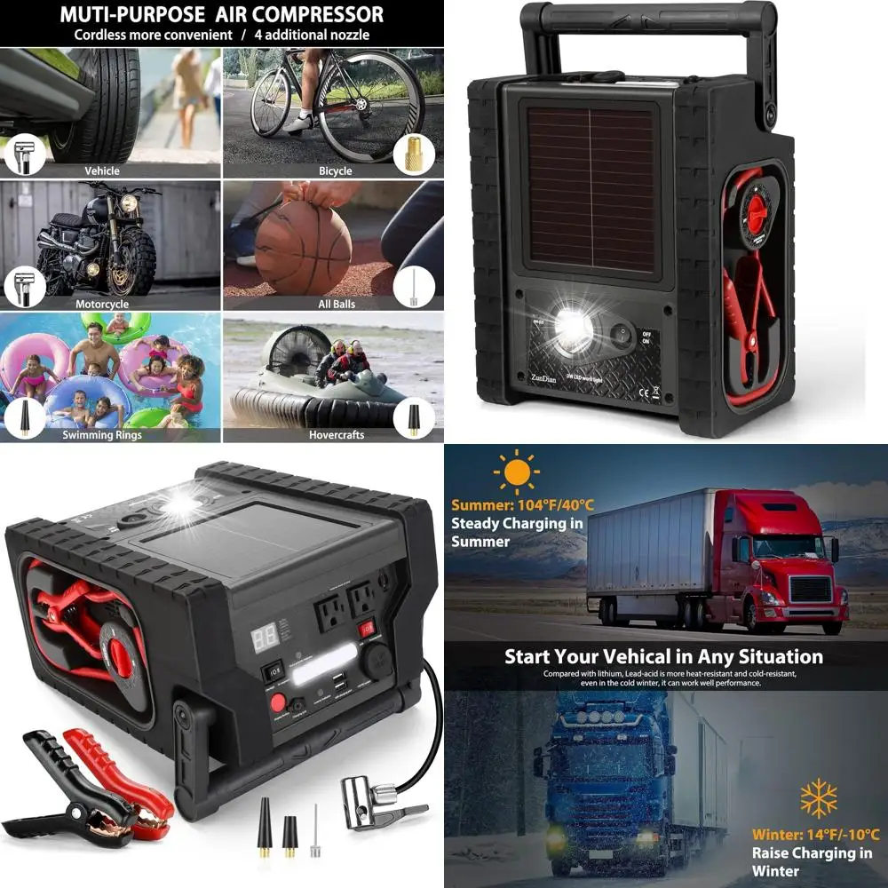 2000A Peak Car Battery Jump Starter with Air Compressor Tire Inflator, All in One Heavy Duty 12V Battery Jumper Box Car Start Bo
2000A Peak Car Battery Jump Starter with Air Compressor Tire Inflator, All in One Heavy Duty 12V Battery Jumper Box Car Start Bo