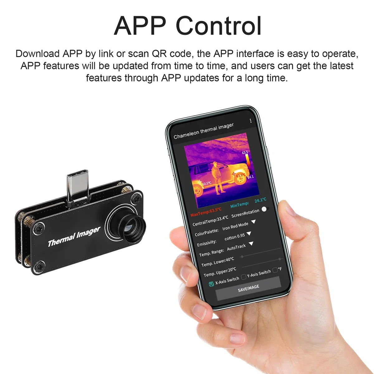 A22I Type-C Infrared Thermal Imager -20℃-1000℃ Tempreature Measuring Meter Android Phone Infrared Thermal Imager
A22I Type-C Infrared Thermal Imager -20℃-1000℃ Tempreature Measuring Meter Android Phone Infrared Thermal Imager