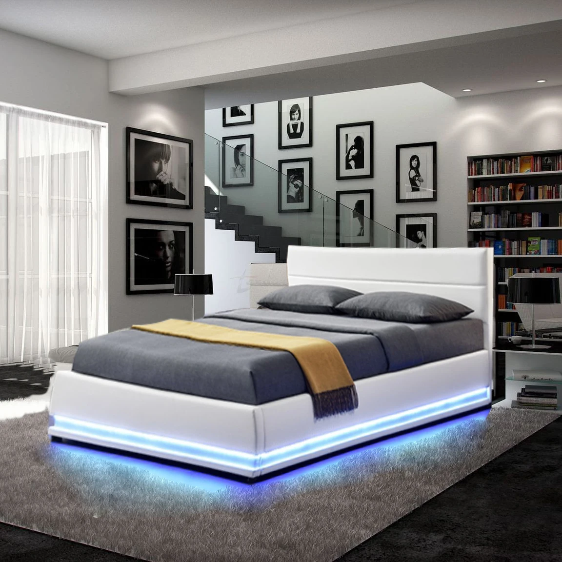 #@King Size Bed with Led Multiple Function Bed Room Furnitures Modern Design
#@King Size Bed with Led Multiple Function Bed Room Furnitures Modern Design