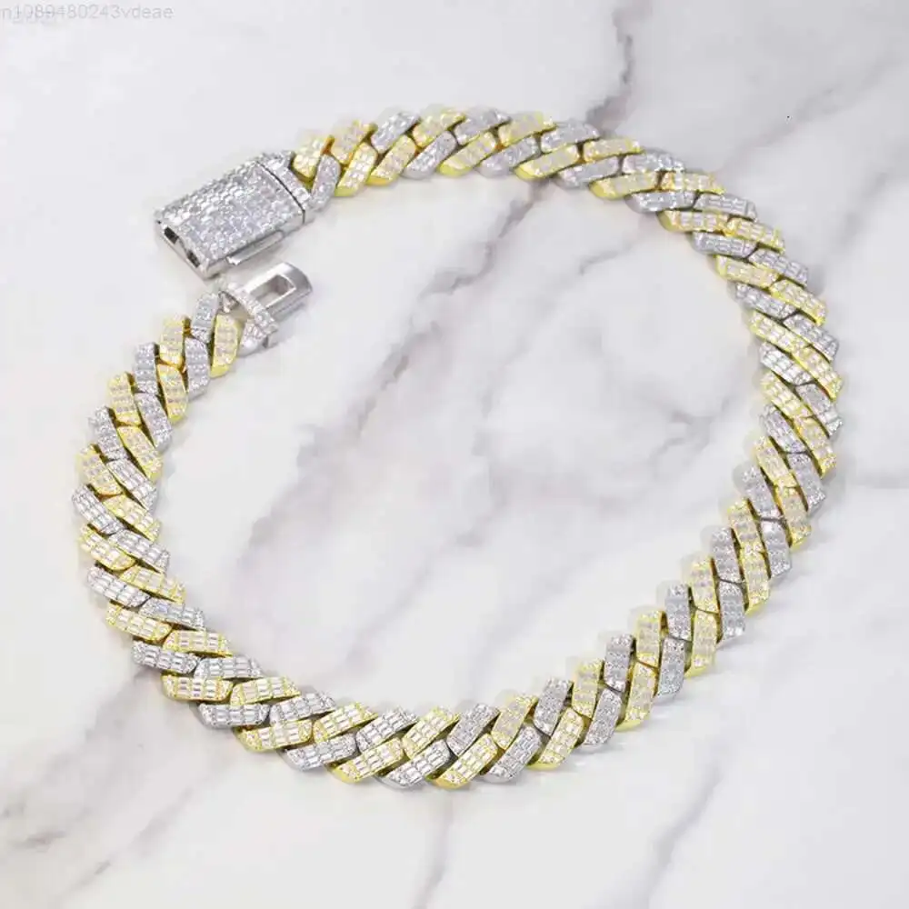 New Product 19mm Wide 2 Tone Handmade Inlay Baguette Moissanite Silver 925 Cuban Link Chain
New Product 19mm Wide 2 Tone Handmade Inlay Baguette Moissanite Silver 925 Cuban Link Chain