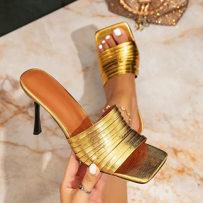 Fashion Stiletto Women's Sandals Gold Open-toe Women's Pumps and Heels Simple Elegant Banquet Women's Slippers Sandalias Mujer
Fashion Stiletto Women's Sandals Gold Open-toe Women's Pumps and Heels Simple Elegant Banquet Women's Slippers Sandalias Mujer
