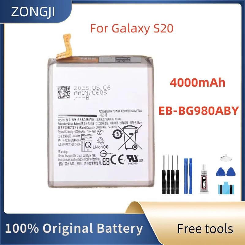 Новый аккумулятор EB-BG980ABY 4000 мАч для Galaxy S20 Аккумулятор + инструменты 
Новый аккумулятор EB-BG980ABY 4000 мАч для Galaxy S20 Аккумулятор + инструменты