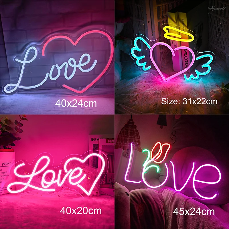 Heart Love Neon Sign Custom LED Letter Heart Neon Light Decoration Lamp USB with Dimmer for Wedding Anniversary Party Room
Heart Love Neon Sign Custom LED Letter Heart Neon Light Decoration Lamp USB with Dimmer for Wedding Anniversary Party Room