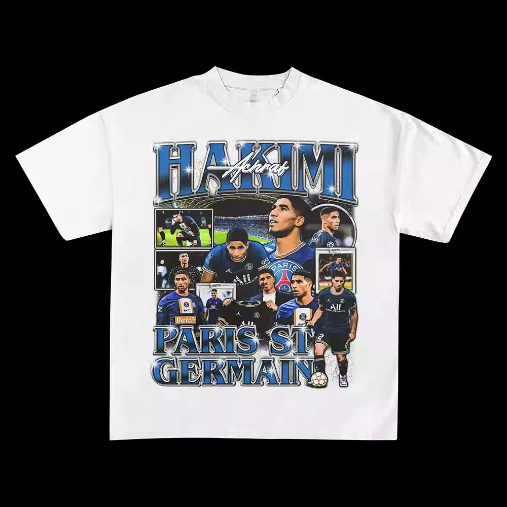 2025 Tribute To Ashraf Hakimi Football Sport American Retro Heavy Figure Print Round Neck Short-sleeved T-shirt 
2025 Tribute To Ashraf Hakimi Football Sport American Retro Heavy Figure Print Round Neck Short-sleeved T-shirt