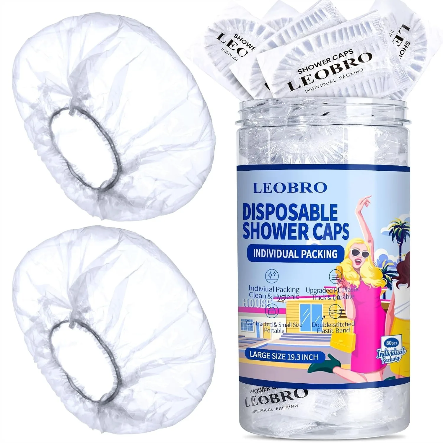 Disposable Shower Caps 80pcs Large Plastic Hair Caps for Women Travel Hotel Essentials 19.3 INCH
Disposable Shower Caps 80pcs Large Plastic Hair Caps for Women Travel Hotel Essentials 19.3 INCH