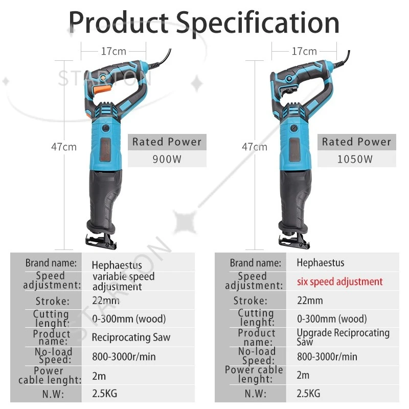 NEWONE 1200W Electric Saw Reciprocating saw With Woodworking Blades, 900W Carpentry Tools Woodworking
NEWONE 1200W Electric Saw Reciprocating saw With Woodworking Blades, 900W Carpentry Tools Woodworking