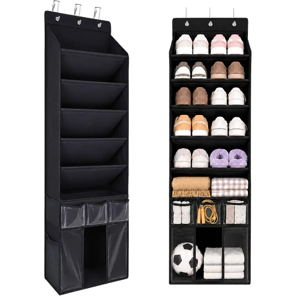 Over The Door Shoe Organizer with 5 Slanted Compartments, Removable Storage Bin & Transparent Pockets, Thickened Waterproof Fabr
Over The Door Shoe Organizer with 5 Slanted Compartments, Removable Storage Bin & Transparent Pockets, Thickened Waterproof Fabr
