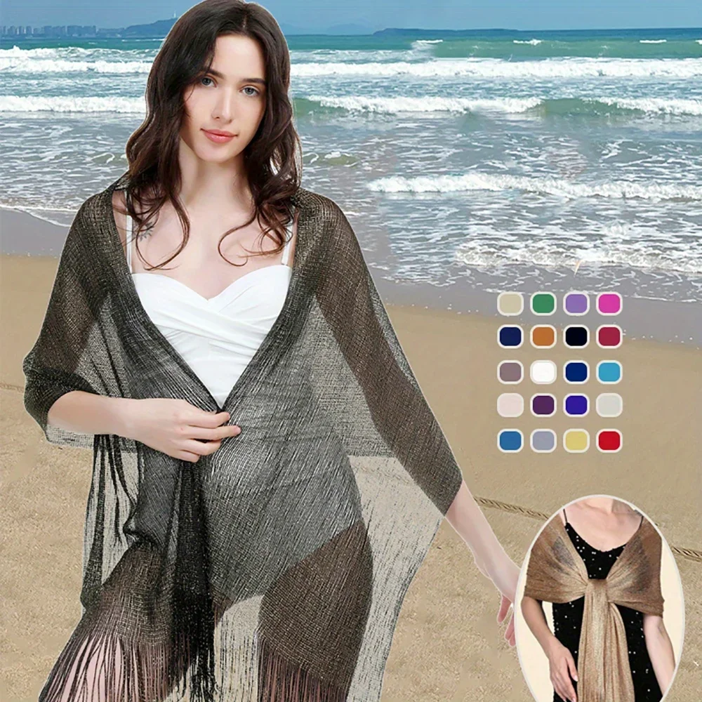 1 PCS new shiny and sparkling lady shawl with decorative tassel cape skirt, cardigan, fashionable slit scarf
1 PCS new shiny and sparkling lady shawl with decorative tassel cape skirt, cardigan, fashionable slit scarf