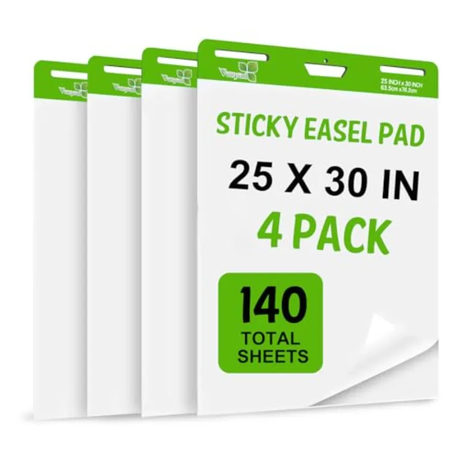 Sticky Easel Pad 25 in x 30 in 35 Sheets/Pad 4 Pads/Pack 140 Sheets Large White Sticky Easel Paper for Office and Classrooms Fl
Sticky Easel Pad 25 in x 30 in 35 Sheets/Pad 4 Pads/Pack 140 Sheets Large White Sticky Easel Paper for Office and Classrooms Fl