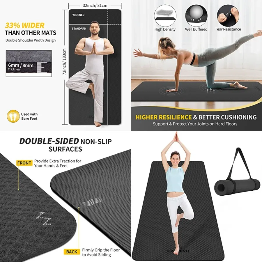 Etra Wide Yoga Mat for Women and Men / 1/4 TPE Workout Mat, Non-slip Large Exercise Fitness Mat for Yoga, Pilates, Workout
Etra Wide Yoga Mat for Women and Men / 1/4 TPE Workout Mat, Non-slip Large Exercise Fitness Mat for Yoga, Pilates, Workout