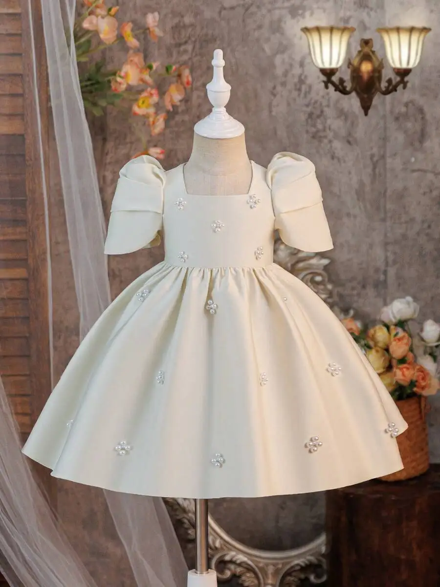 Elegant Ivory Satin Square Neck Puff Sleeve Beaded Evening Dress For Wedding Party
Elegant Ivory Satin Square Neck Puff Sleeve Beaded Evening Dress For Wedding Party