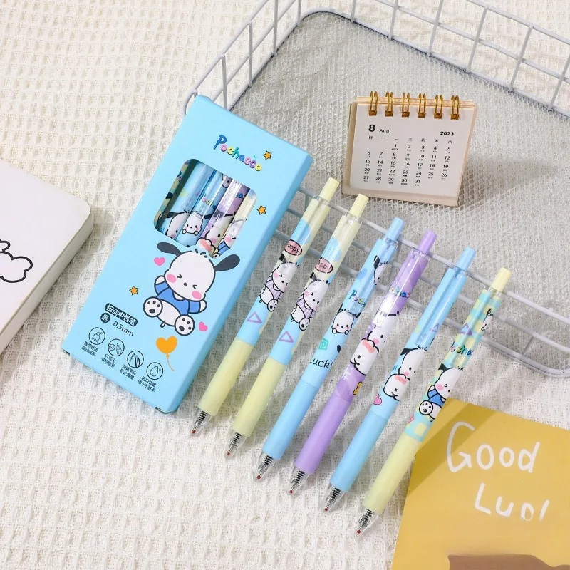 6pcs Sanrio Pochacco Gel Pens Kawaii Cartoon New Pressing Pen Black Water Ink 0.5mm Cute Signature Pen Stationery Student Gift
6pcs Sanrio Pochacco Gel Pens Kawaii Cartoon New Pressing Pen Black Water Ink 0.5mm Cute Signature Pen Stationery Student Gift