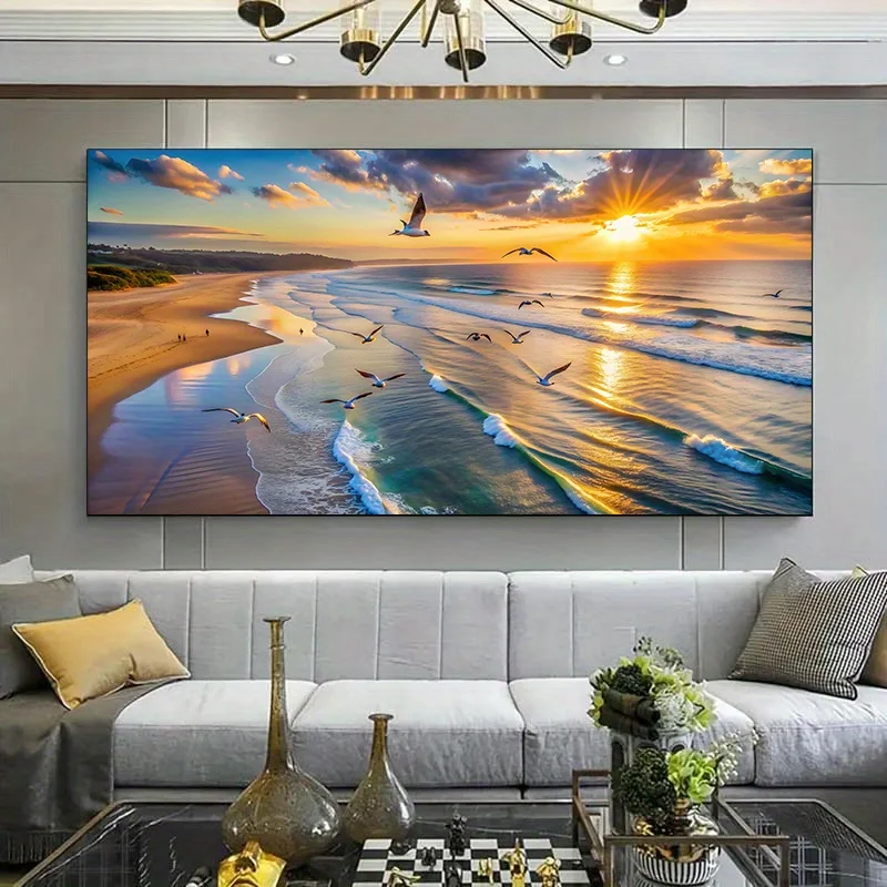 1pc Frameless Modern Beach Sunset Canvas Poster, Waves and Seagulls Wall Art for Bedroom and Living Room Decor, No Frame 
1pc Frameless Modern Beach Sunset Canvas Poster, Waves and Seagulls Wall Art for Bedroom and Living Room Decor, No Frame
