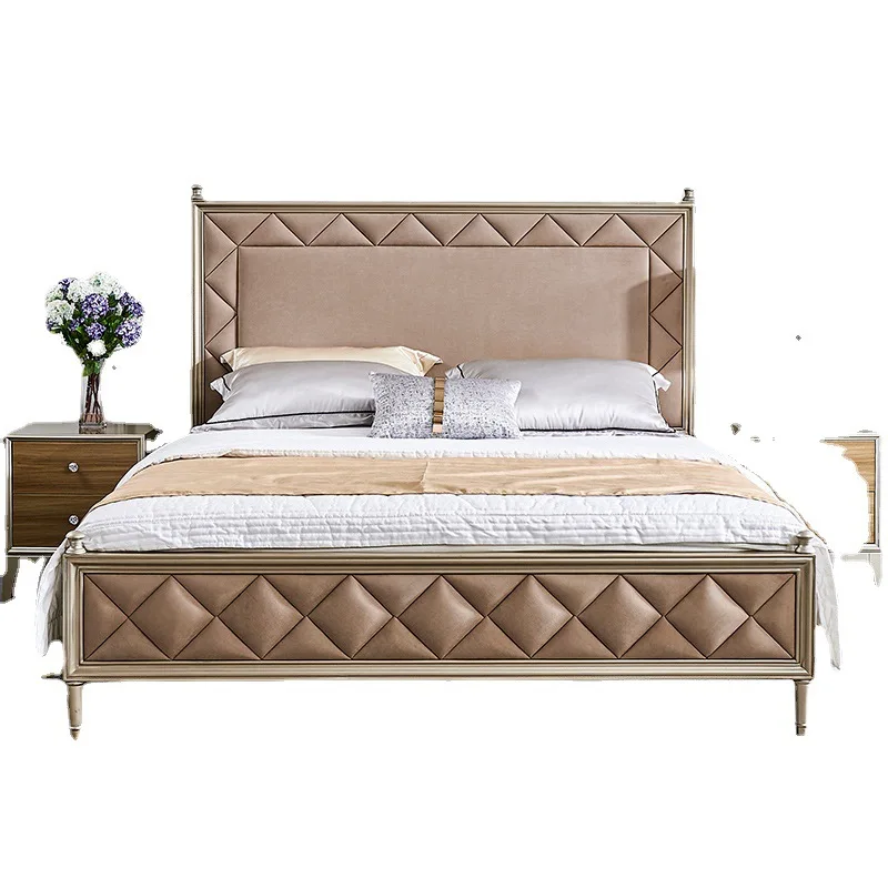 Американская светлая роскошная двуспальная кровать шириной 1,8 метра, постмодернистская простая американская кожаная кровать, главная спальня из цельного дерева
Американская светлая роскошная двуспальная кровать шириной 1,8 метра, постмодернистская простая американская кожаная кровать, главная спальня из цельного дерева