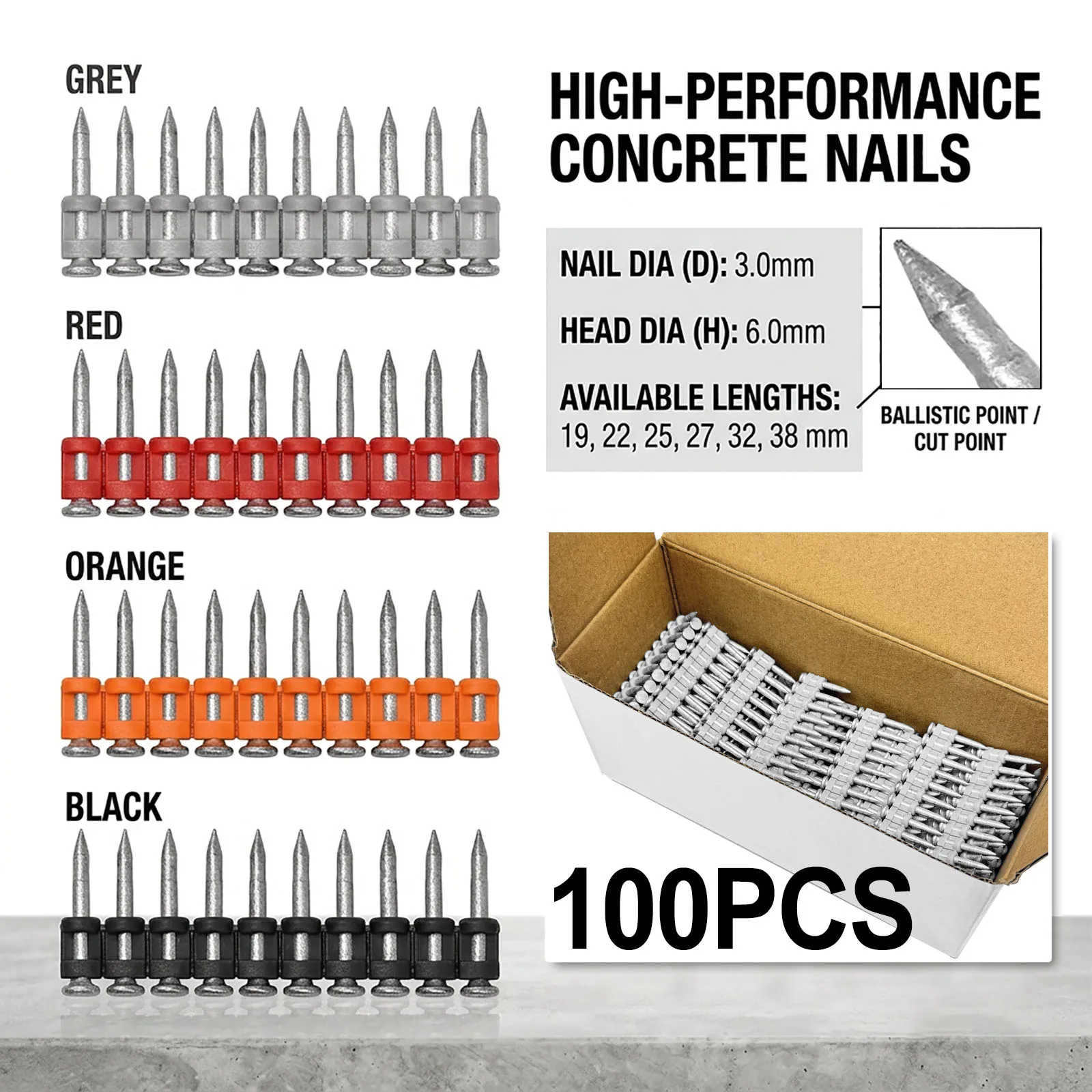 Multi Purpose Fastening Pins 3.0mm Steel Strip Nails 100PCS 19-38mm For Concrete Wood And Cement Board
Multi Purpose Fastening Pins 3.0mm Steel Strip Nails 100PCS 19-38mm For Concrete Wood And Cement Board