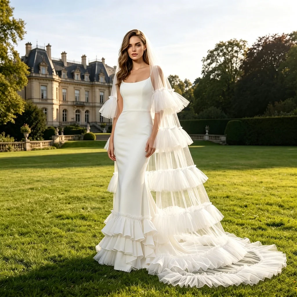 1 Tier Wedding Veil Soft Lotus Leaf Shirring Edge Bridal Hairpiece Cake Skirt Romantic Long Cathedral Dress Accessories G117
1 Tier Wedding Veil Soft Lotus Leaf Shirring Edge Bridal Hairpiece Cake Skirt Romantic Long Cathedral Dress Accessories G117