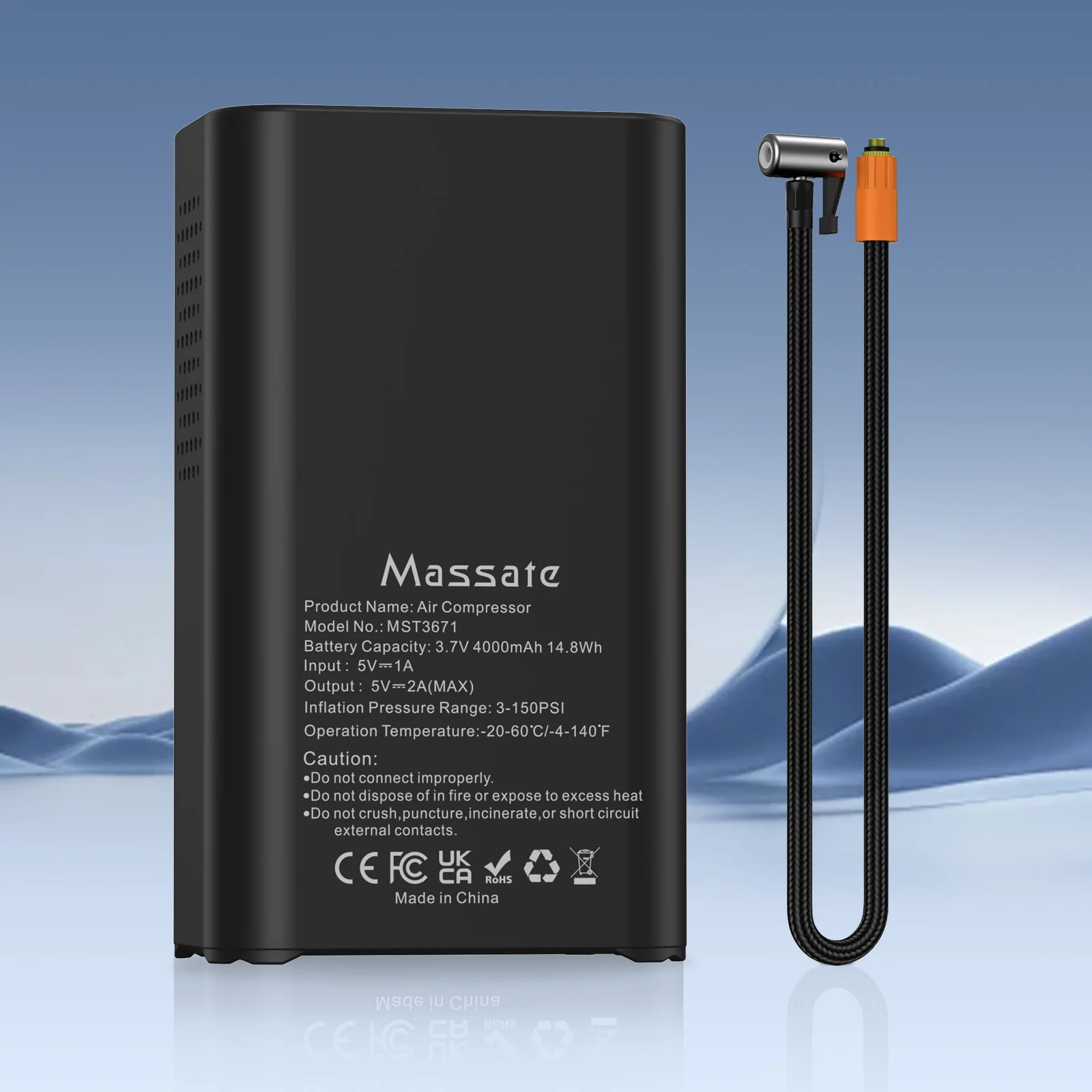 Massate Electrical Air Pump POWER BANK USB Rechargeable Air Compressor for Car Bike Motorcycle Tires, Balls, Inflatable Toys
Massate Electrical Air Pump POWER BANK USB Rechargeable Air Compressor for Car Bike Motorcycle Tires, Balls, Inflatable Toys