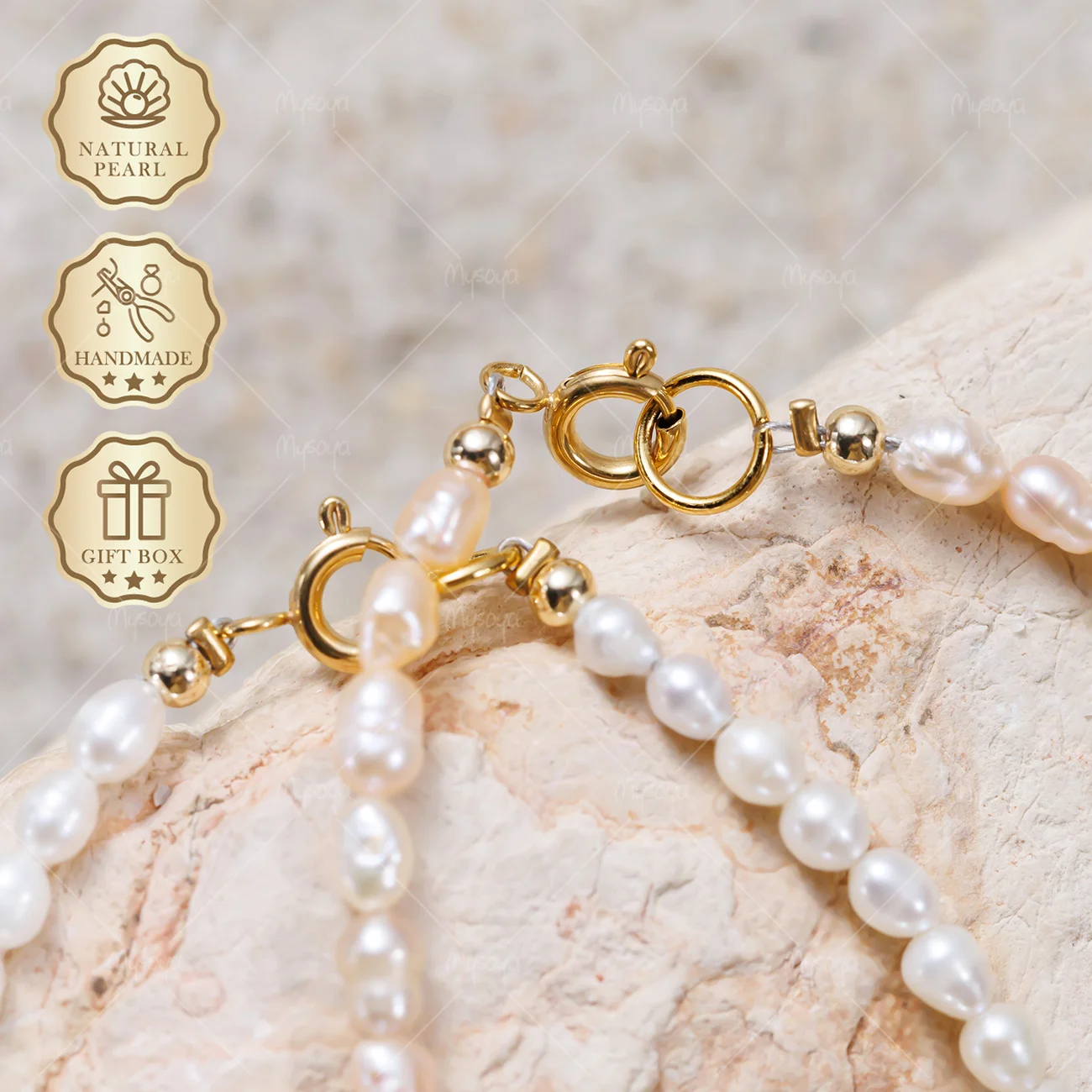 MYSOYA 3-4mm White and Pink Seed Freshwater Pearl Bracelet with Gold Bubble Clasp, Gift Box Included, Bridesmaid Jewelry S515
MYSOYA 3-4mm White and Pink Seed Freshwater Pearl Bracelet with Gold Bubble Clasp, Gift Box Included, Bridesmaid Jewelry S515