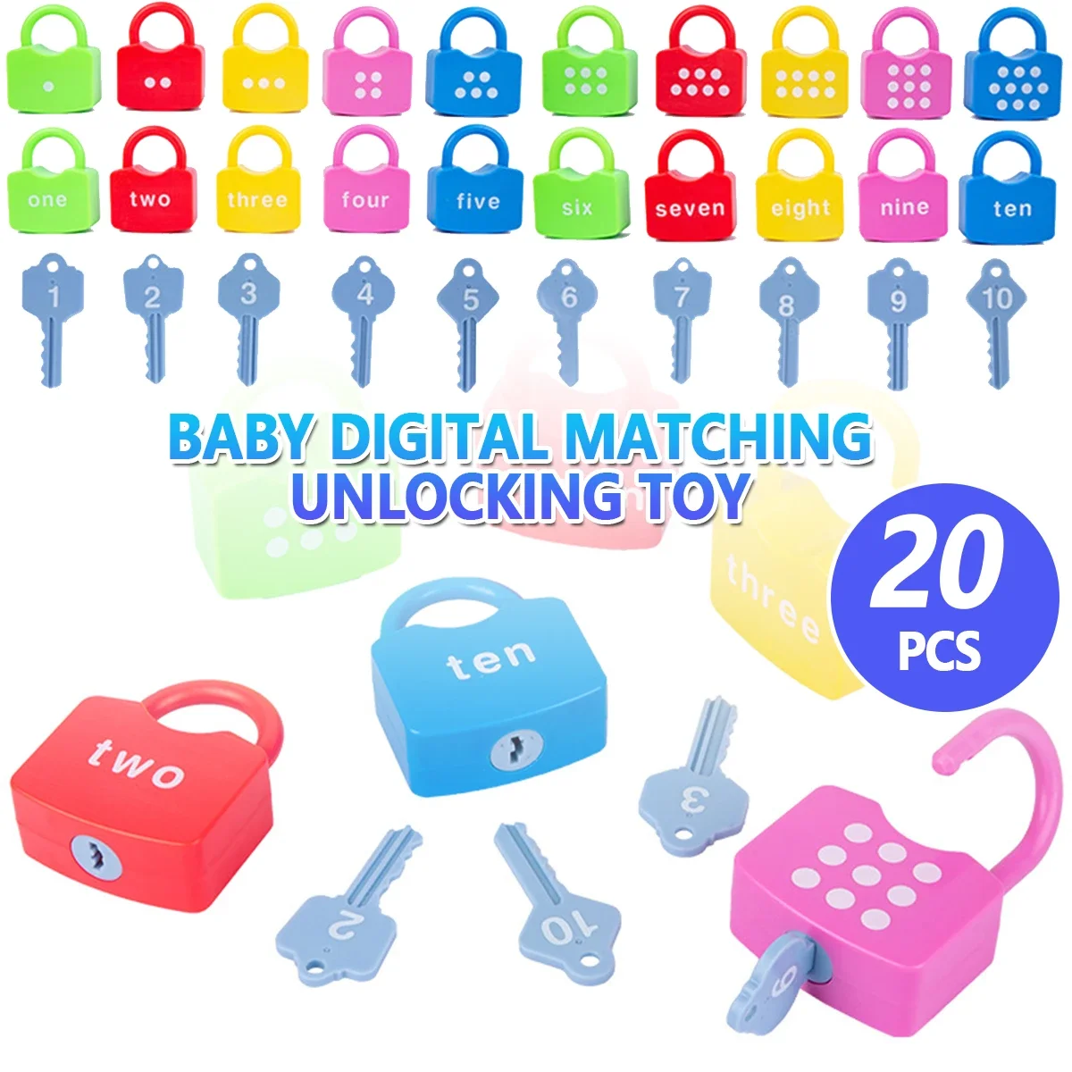 Digital Unlock Toys 10Pcs/Set Wooden Unlock Key Toys Kids Learning Locks Toy with Keys 123 Dots Numbers Matching Counting Toys
Digital Unlock Toys 10Pcs/Set Wooden Unlock Key Toys Kids Learning Locks Toy with Keys 123 Dots Numbers Matching Counting Toys