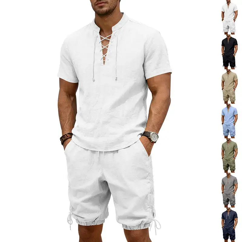 Summer Linen Loose Casual Men's Breathable Drawstring Collar Short Sleeve Shorts Set Short Pants Youth T-Shirt Fabric Clothing
Summer Linen Loose Casual Men's Breathable Drawstring Collar Short Sleeve Shorts Set Short Pants Youth T-Shirt Fabric Clothing