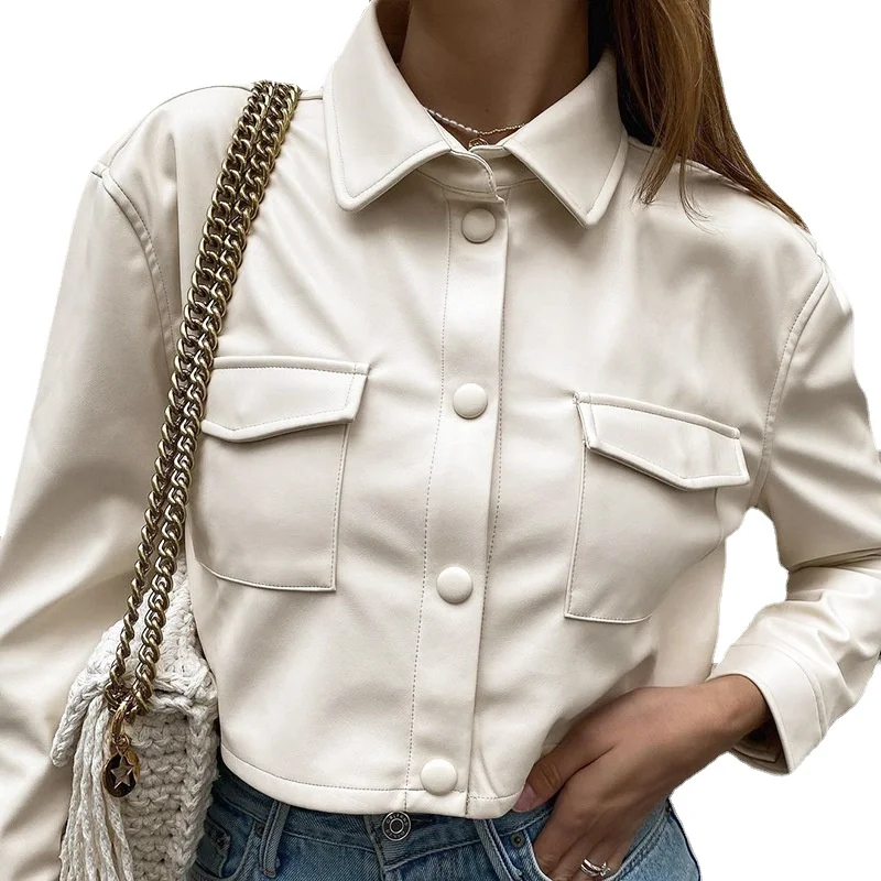 Fashion PU Leather Coats Jackets Women Single Breasted Long Sleeve Slim Tops Female Ladies Office Lady Street Clothes Fall
Fashion PU Leather Coats Jackets Women Single Breasted Long Sleeve Slim Tops Female Ladies Office Lady Street Clothes Fall
