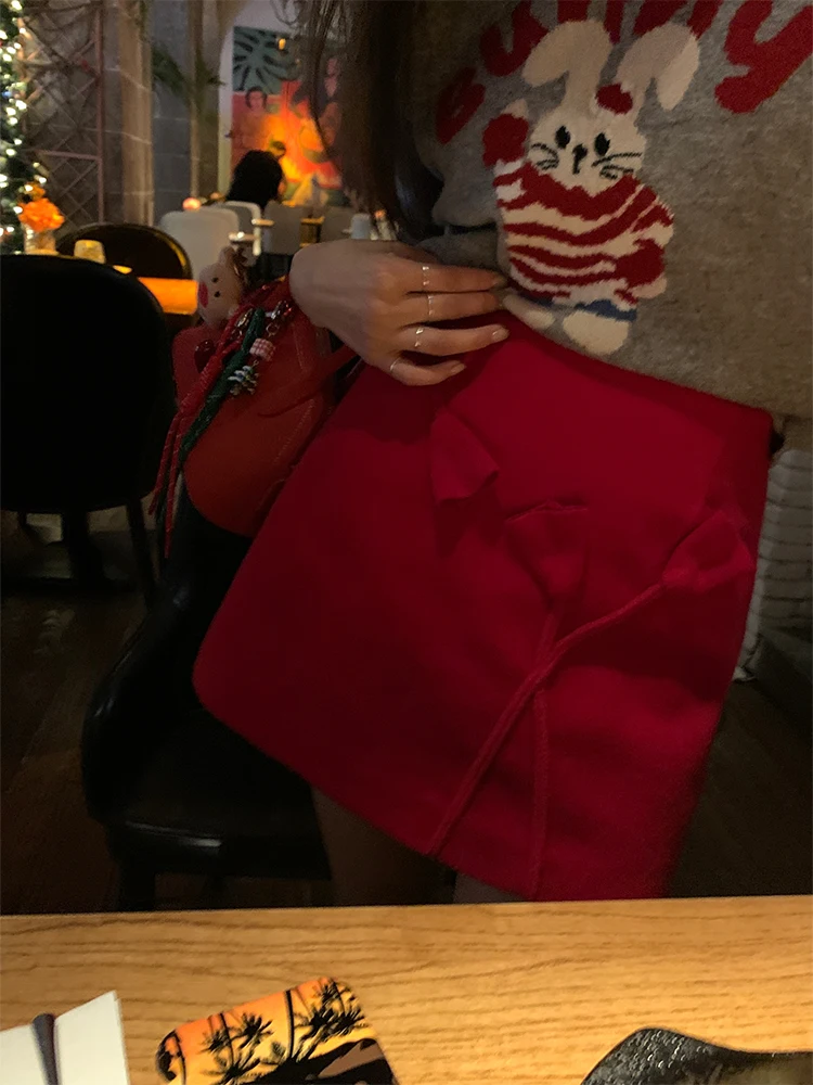 Red A-Line Skirt Women's Autumn Winter Woolen Wrap around Skirt Commute Korean Sle Polyester Fiber ort Skirt
Red A-Line Skirt Women's Autumn Winter Woolen Wrap around Skirt Commute Korean Sle Polyester Fiber ort Skirt