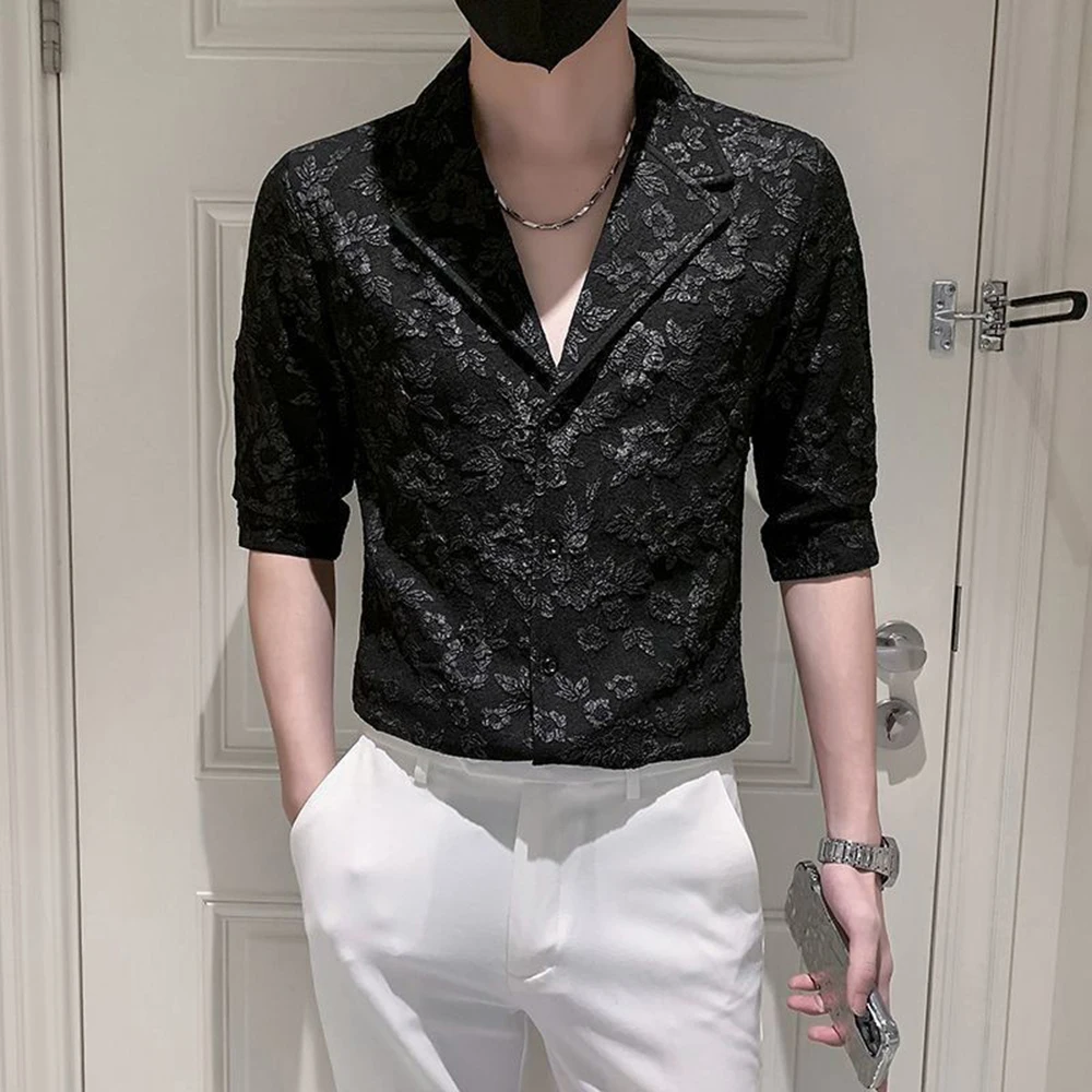 Mens Shirts Thin Printed Casual Shirts Streetwear Nightclub Trend Outdoor Niche Youth Short-Sleeved Tops Men'S Clothing 2025 New
Mens Shirts Thin Printed Casual Shirts Streetwear Nightclub Trend Outdoor Niche Youth Short-Sleeved Tops Men'S Clothing 2025 New
