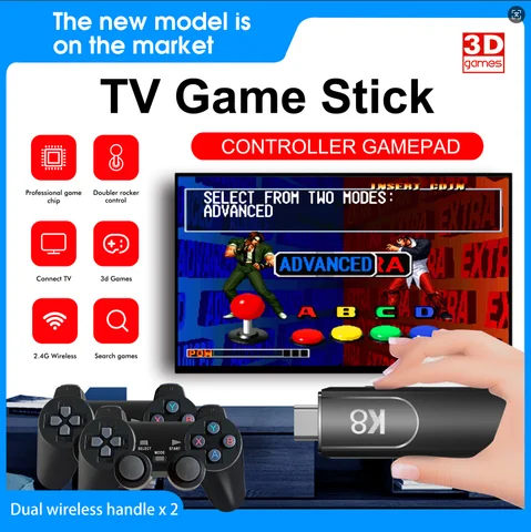 Video Game Stick Consoles K8 HDMI 4K 64GB/128GB 40000+ Games Support 3D Games 5V 1A Control for Games Switch PSP、PS1、DreamCast
