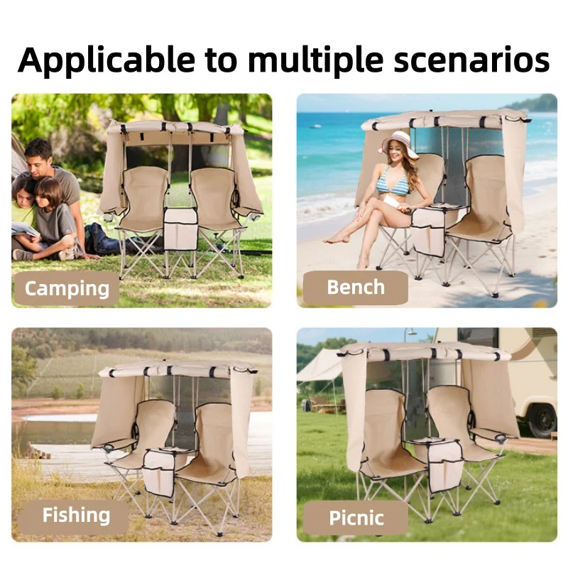 Portable Outdoor Camping Leisure Double Folding Chair Fishing Beach Picnic Chair with Integrated Awning Awning Director Chair
Portable Outdoor Camping Leisure Double Folding Chair Fishing Beach Picnic Chair with Integrated Awning Awning Director Chair
