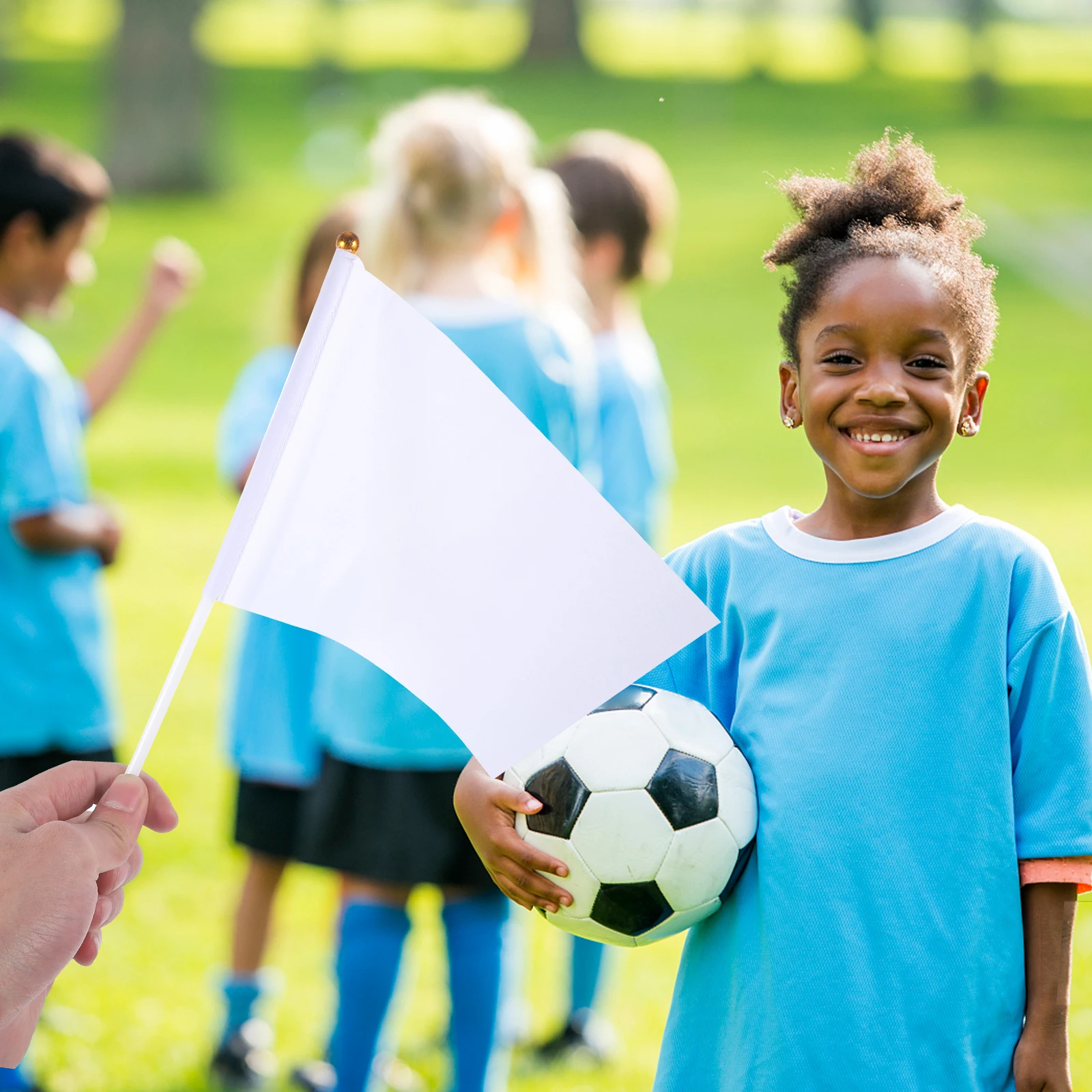 20Pcs Hand-Cranked Commanding Referee Flag White Waving Flags Premium Racing Banner for Birthdays Sporting Events Community