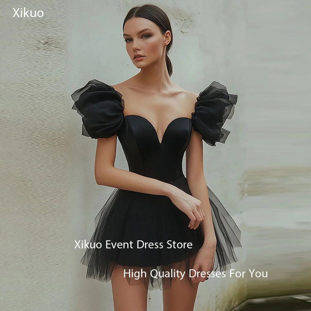 Xikuo Graceful Black Satin Prom Gowns Sweetheart Bespoke Occasion Evening Gown Sexy Above Knee Cocktail Evening Dress Customized
Xikuo Graceful Black Satin Prom Gowns Sweetheart Bespoke Occasion Evening Gown Sexy Above Knee Cocktail Evening Dress Customized