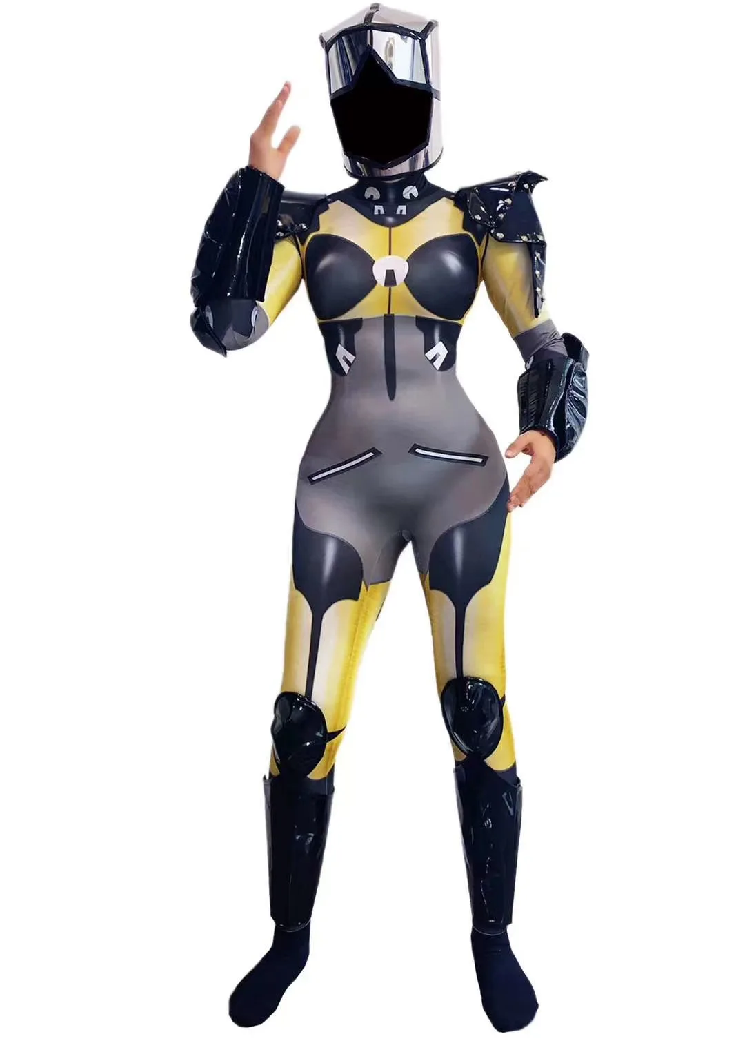 Women Cartoon Helmet Robots Printed Cosplay Costume Stage Jumpsuit Novelty Halloween Masquerade Costume Party Bodycon Jumpsuit
Women Cartoon Helmet Robots Printed Cosplay Costume Stage Jumpsuit Novelty Halloween Masquerade Costume Party Bodycon Jumpsuit
