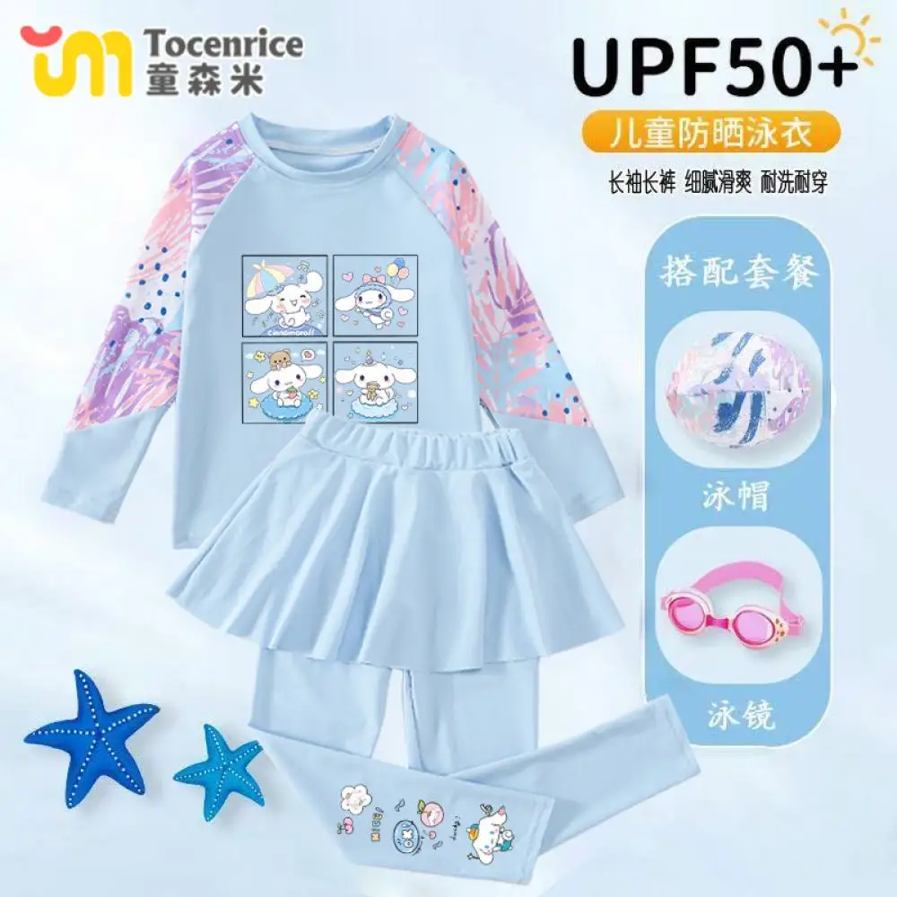 Cinnamoroll Children's Sunscreen Swimwear Sanrios Anime Long Sleeve Split Set Professional Quick-Drying Girls Swimsuit Beachwear
Cinnamoroll Children's Sunscreen Swimwear Sanrios Anime Long Sleeve Split Set Professional Quick-Drying Girls Swimsuit Beachwear