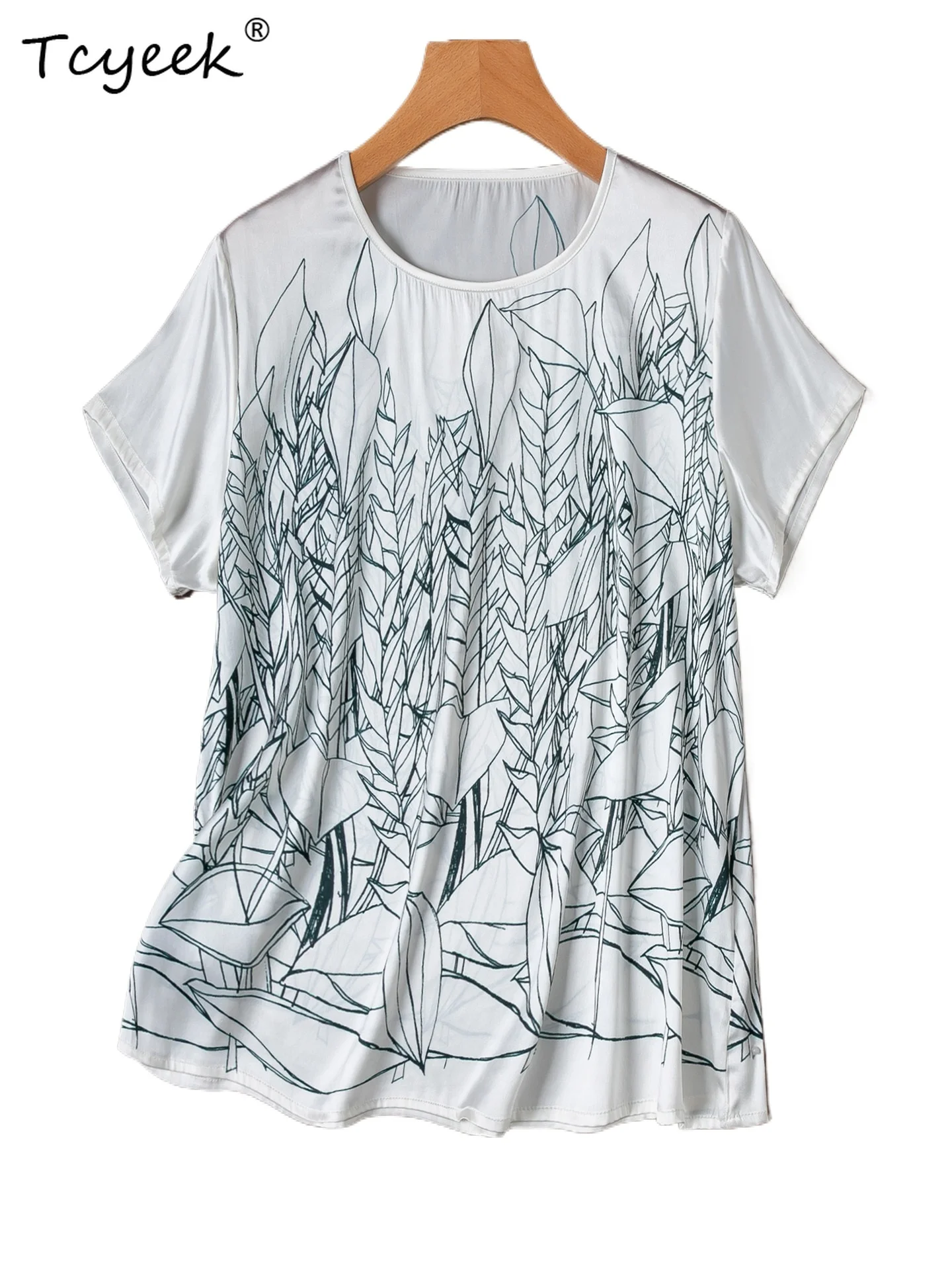 Tcyeek 93% Mulberry Silk T-Shirt Fashion Ladies Tops Summer Clothes Short Sleeve Elegant T-shirts Women Print White Топ Женский
Tcyeek 93% Mulberry Silk T-Shirt Fashion Ladies Tops Summer Clothes Short Sleeve Elegant T-shirts Women Print White Топ Женский