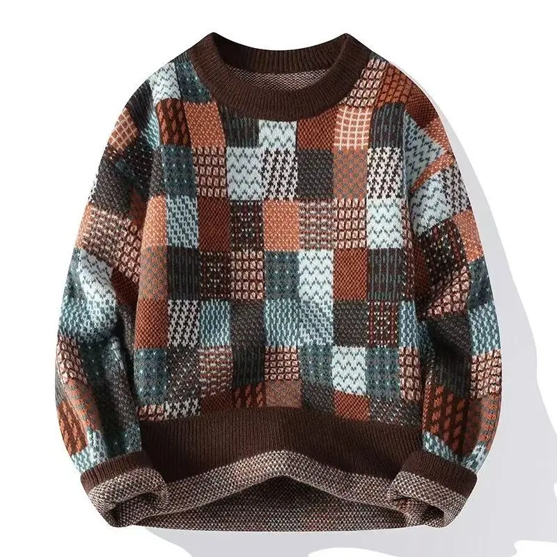 Men's Plaid Pattern Crew Neck Pullover Casual Thick Knit Sweater Autumn Winter Daily Wear Spliced Design
Men's Plaid Pattern Crew Neck Pullover Casual Thick Knit Sweater Autumn Winter Daily Wear Spliced Design